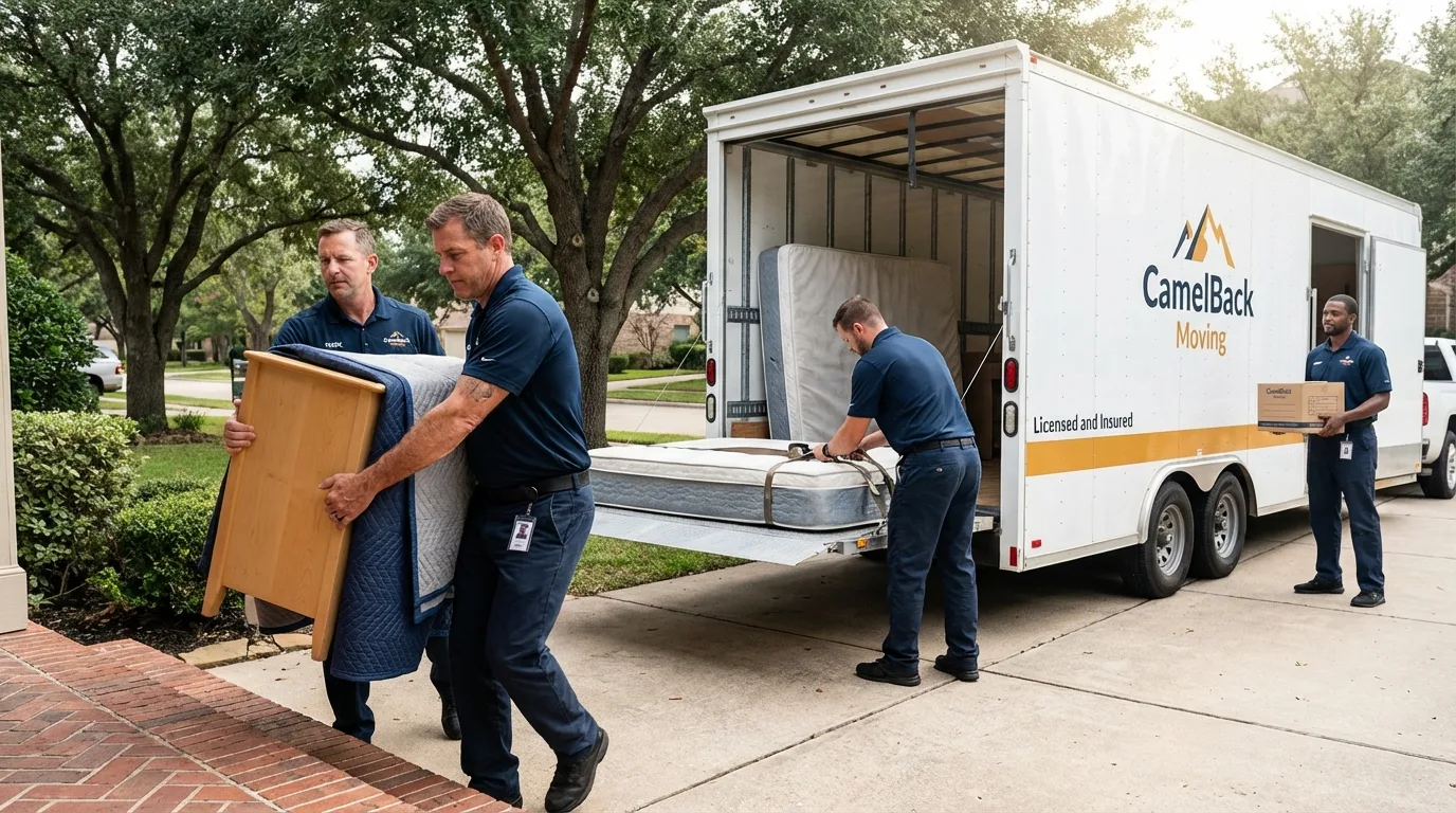 Crew loading residential truck for cross-state move from Charleston, SC